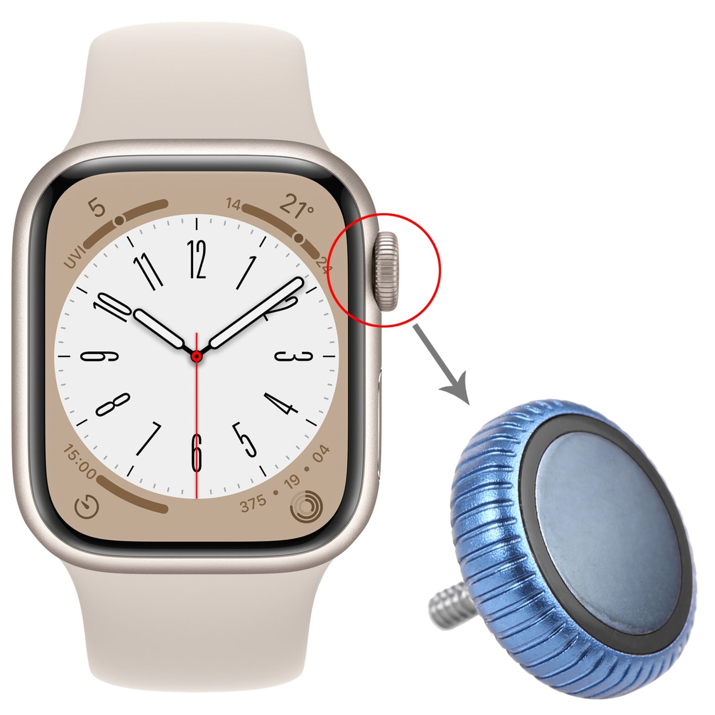 Watch Crown Nut Replacement For Apple Watch Series 8 (GPS) (Blue)