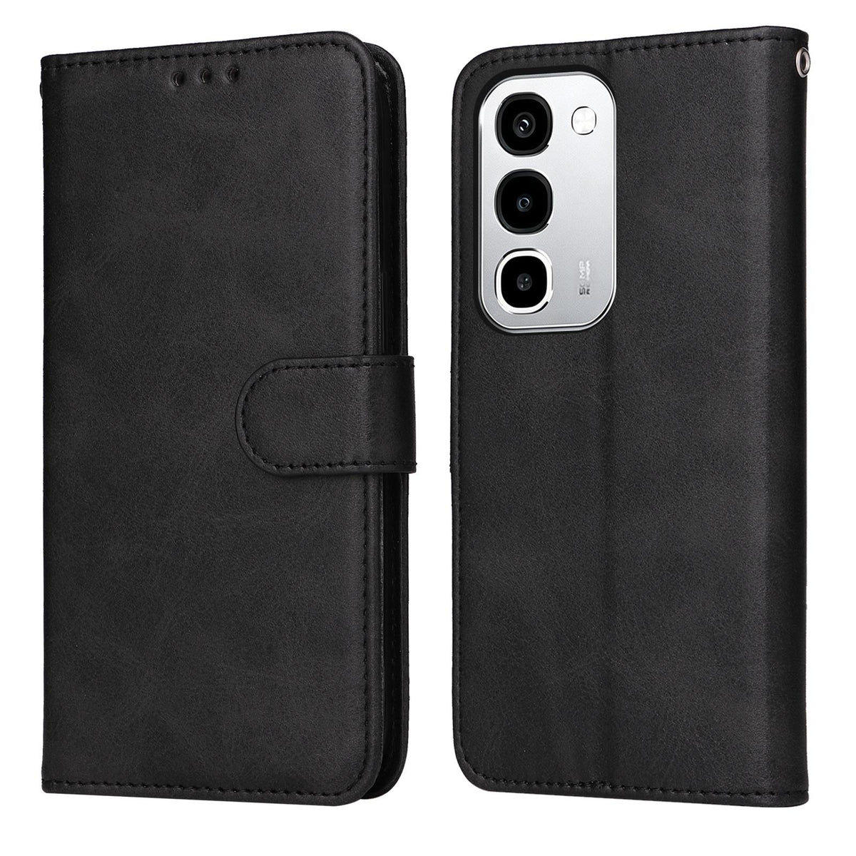 For Realme P4R 5G / P4x 4G / C100 4G / C100i Classic Calf Texture Flip Leather Phone Case - Black - EDA004596027D