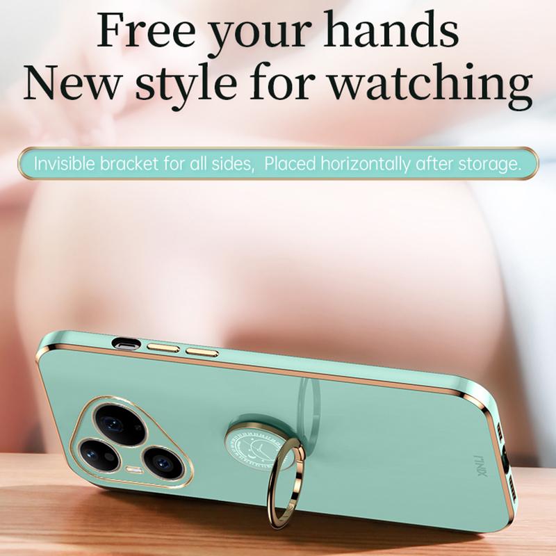 For Huawei Pura 90 Pro 5G XINLI Straight Edge 6D Electroplate TPU Phone Case with Ring Holder - Celestial Blue - EDA004600120C