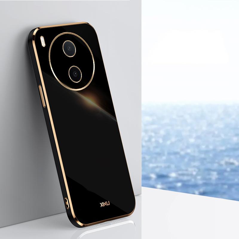 For vivo Y600 Pro 5G XINLI Straight Edge 6D Electroplate TPU Phone Case - Black - EDA004606726A