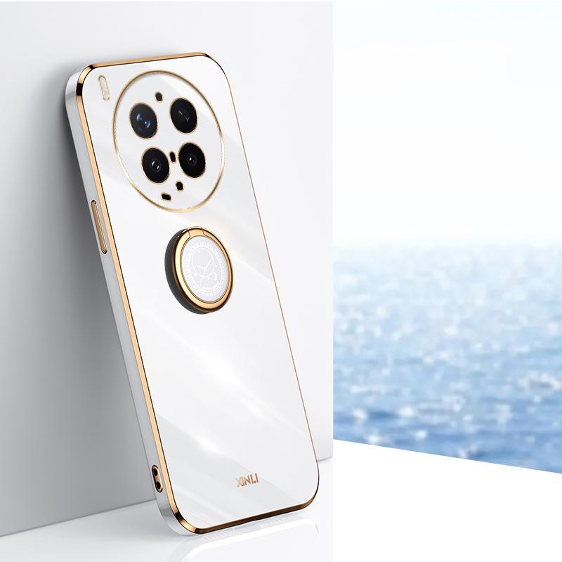 For vivo X300 Ultra XINLI Straight Edge 6D Electroplate TPU Phone Case with Ring Holder - White - EDA004606929E