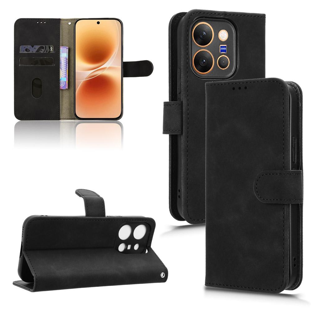 For vivo X300 E 5G Skin Feel Magnetic Flip Leather Phone Case - Black - EDA004671644A