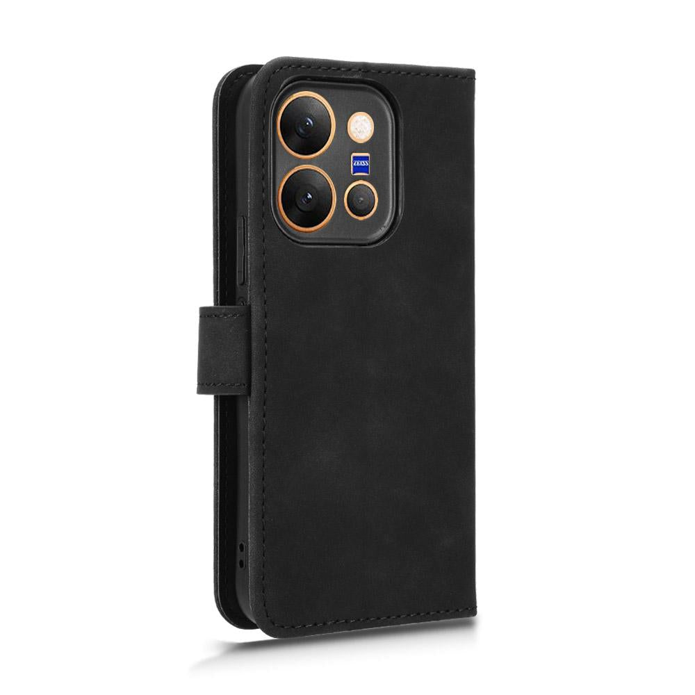 For vivo X300 E 5G Skin Feel Magnetic Flip Leather Phone Case - Black - EDA004671644A