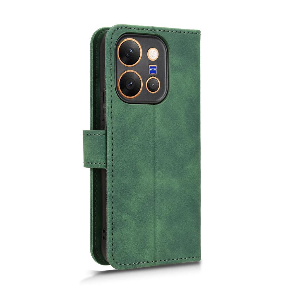 For vivo X300 E 5G Skin Feel Magnetic Flip Leather Phone Case - Green - EDA004671644C
