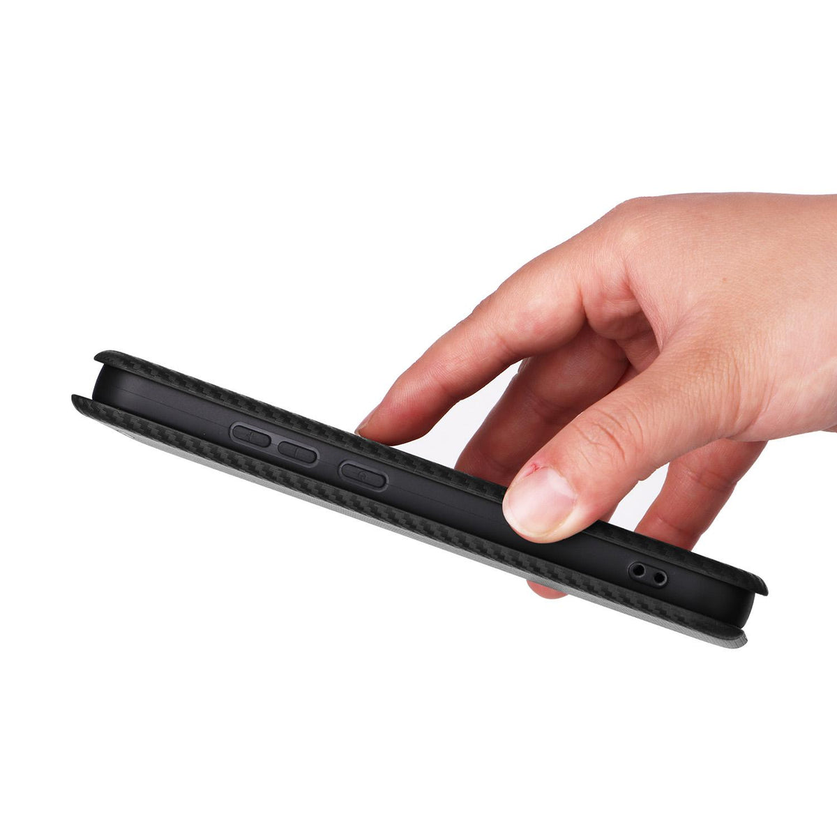 For OPPO Reno16 F 5G / Reno16 FS 5G Carbon Fiber Texture Flip Leather Phone Case - Black - EDA004672735B