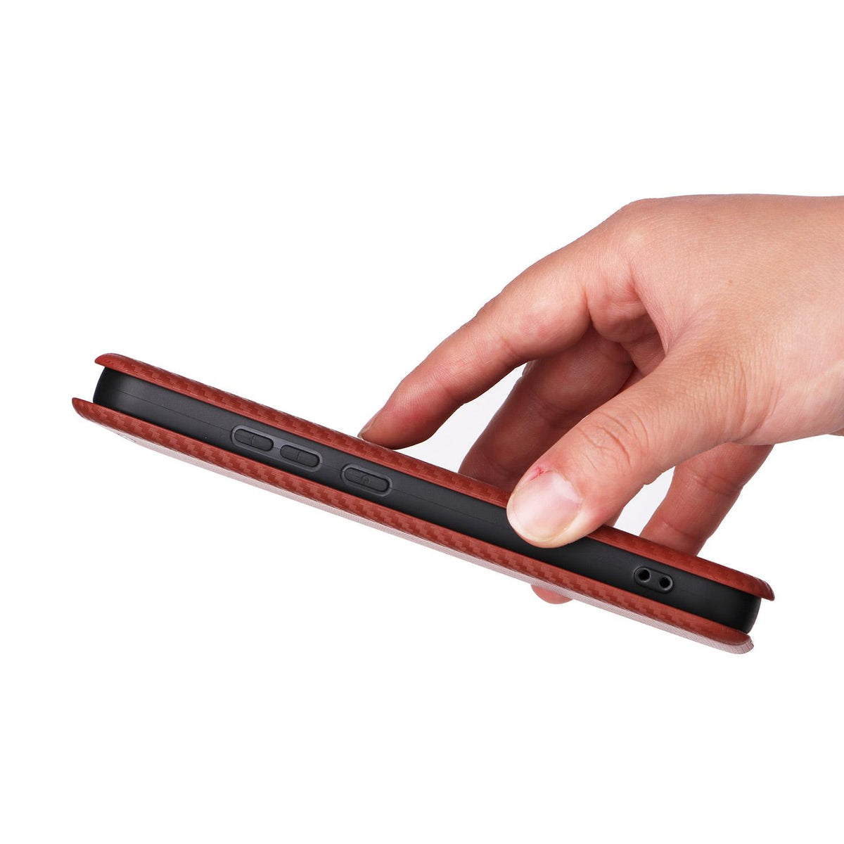 For OPPO Reno16 F 5G / Reno16 FS 5G Carbon Fiber Texture Flip Leather Phone Case - Brown - EDA004672735E