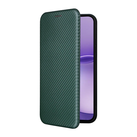 For OPPO Reno16 / Reno16 Pro 5G Global Carbon Fiber Texture Flip Leather Phone Case - Green - EDA004672736D