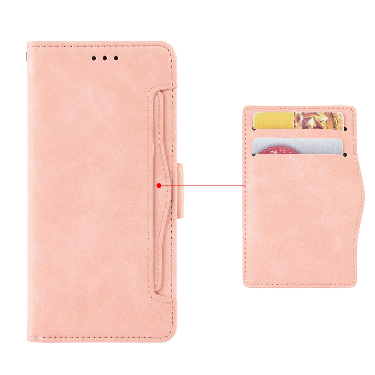 For Motorola Moto G37 / G47 / G37 Power Skin Feel Calf Texture Card Slots Leather Phone Case - Pink - EDA004684345A