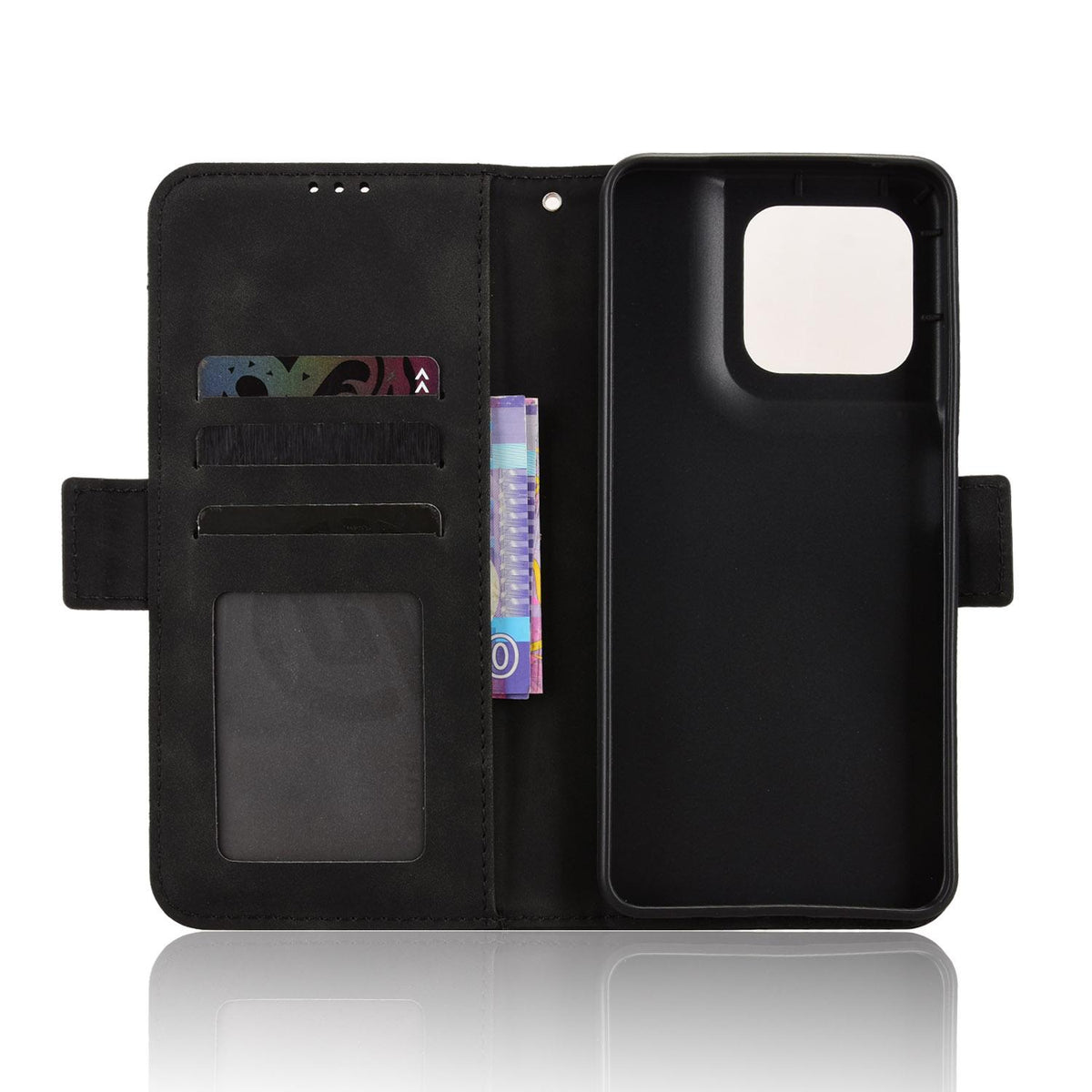 For Motorola Moto G37 / G47 / G37 Power Skin Feel Calf Texture Card Slots Leather Phone Case - Black - EDA004684345B
