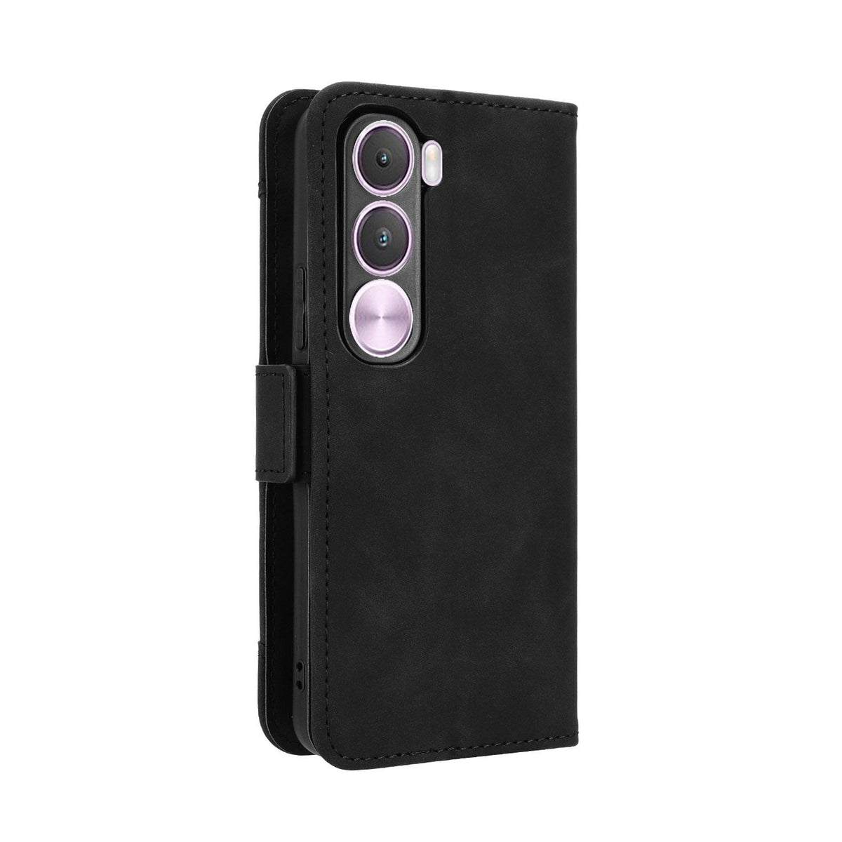 For Realme C100i 4G / C100x 4G Skin Feel Calf Texture Card Slots Leather Phone Case - Black - EDA004684450B