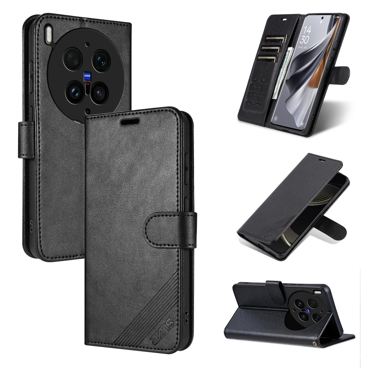 For vivo X300 Ultra AZNS Sheepskin Texture Flip Leather Phone Case - Black - EDA004689228A
