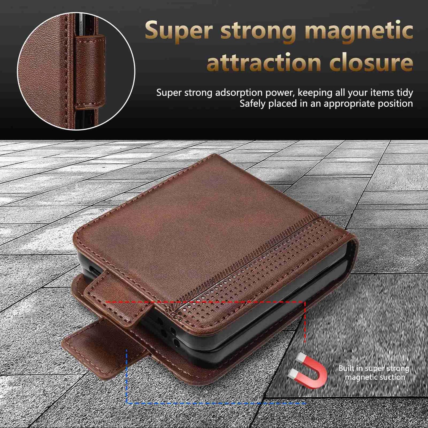 For Galaxy Z Flip8 5G AZNS Magnetic Calf Texture Flip Leather Phone Case(Dark Blue)