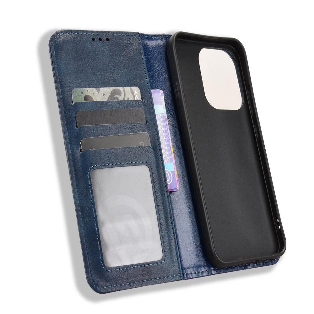 For OPPO Reno16 F 5G / Reno16 FS 5G Magnetic Buckle Retro Texture Leather Phone Case - Blue - EDA005048554C