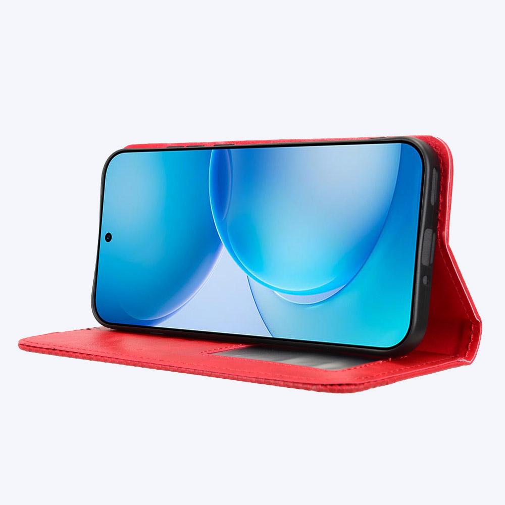 For OPPO Reno16 Pro 5G / Reno 16 5G Global Magnetic Buckle Retro Texture Leather Phone Case - Red - EDA005048555B