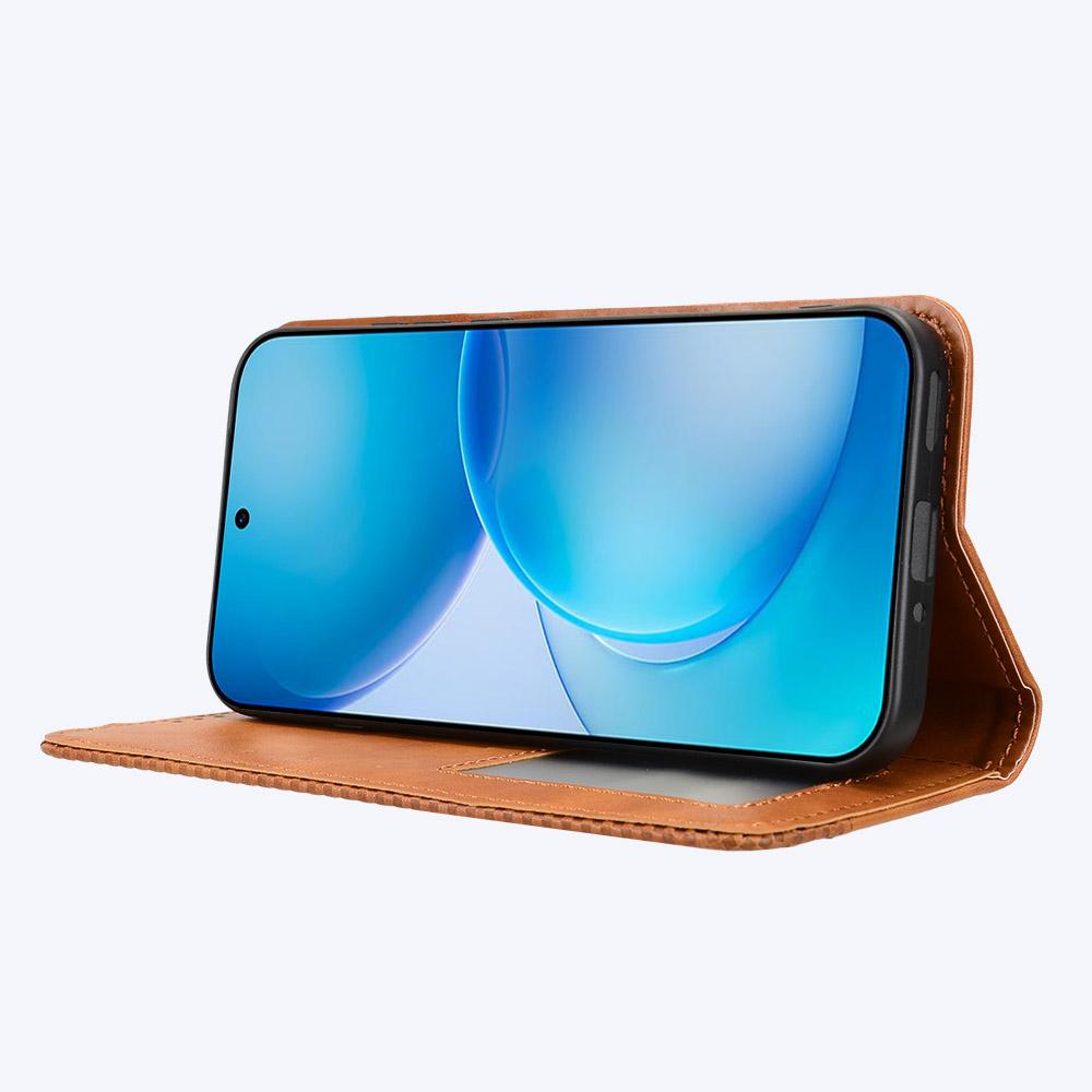 For OPPO Reno16 Pro 5G / Reno 16 5G Global Magnetic Buckle Retro Texture Leather Phone Case - Brown - EDA005048555D