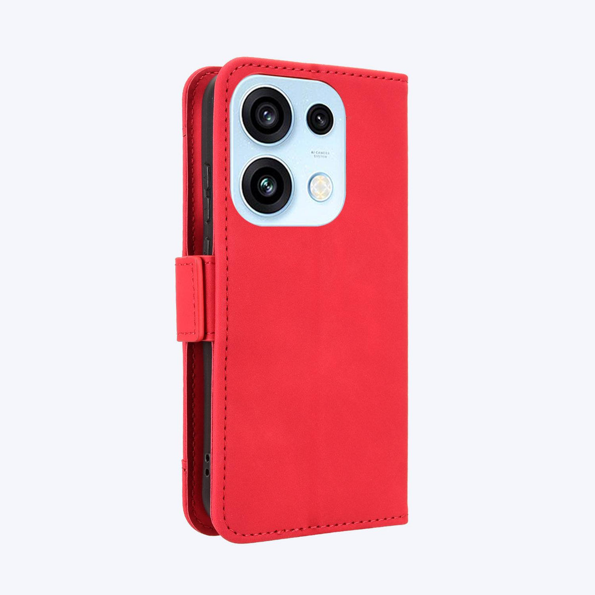 For OPPO Reno16 Pro 5G / Reno 16 5G Global Skin Feel Calf Texture Card Slots Leather Phone Case - Red - EDA005051055C