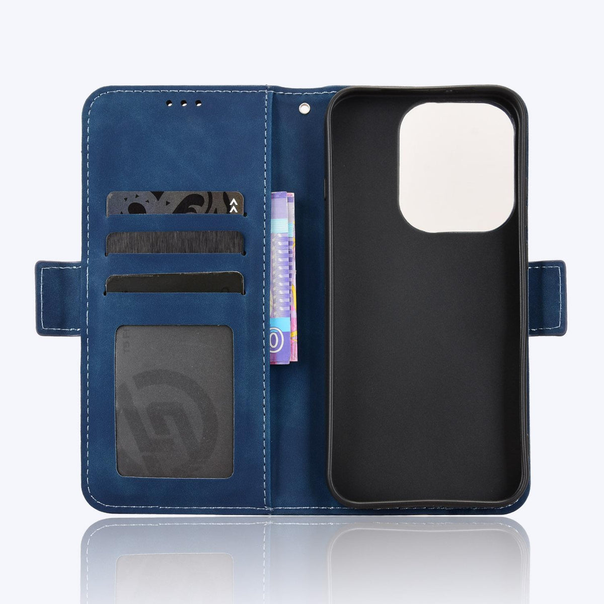 For OPPO Reno16 Pro 5G / Reno 16 5G Global Skin Feel Calf Texture Card Slots Leather Phone Case - Blue - EDA005051055D