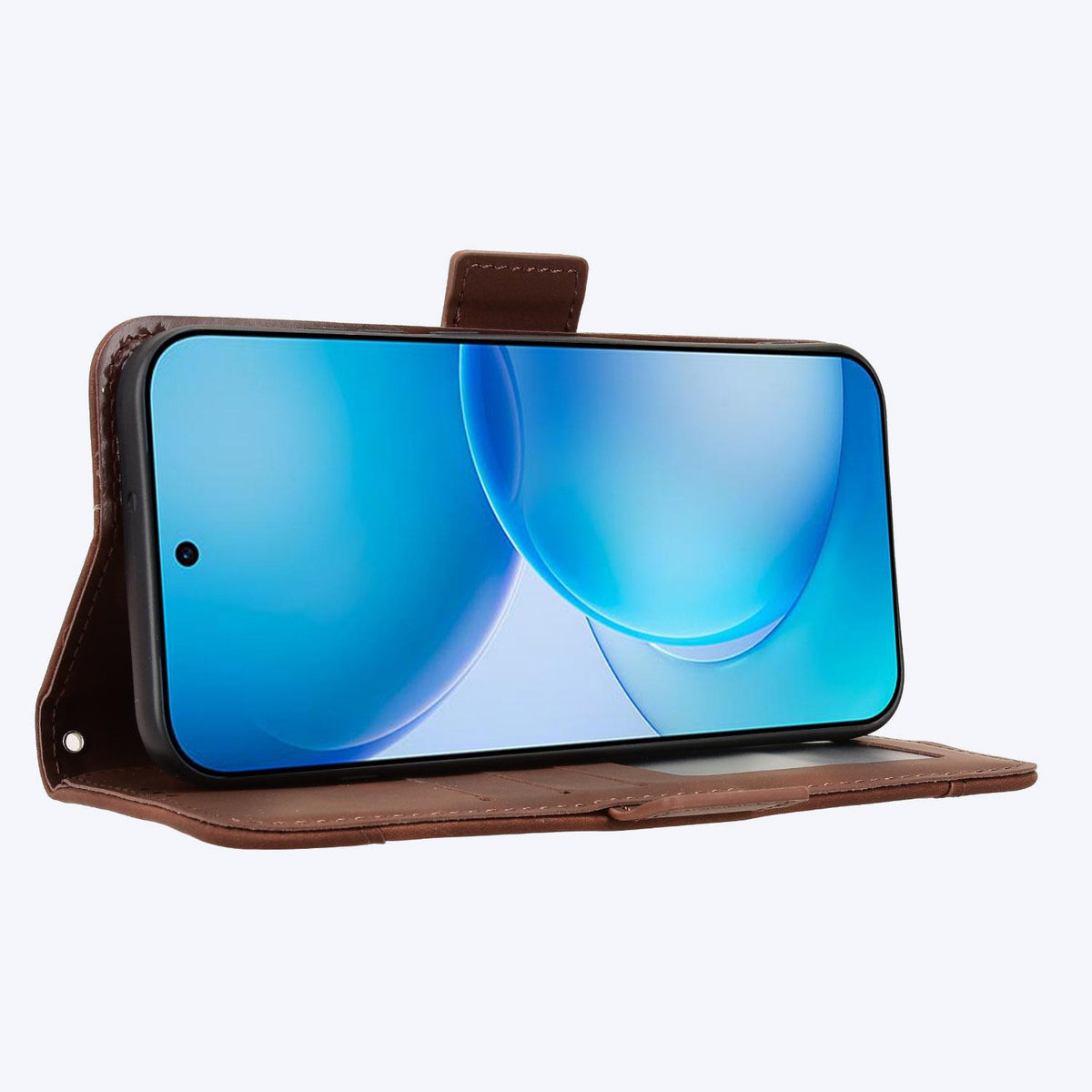 For OPPO Reno16 Pro 5G / Reno 16 5G Global Skin Feel Calf Texture Card Slots Leather Phone Case - Brown - EDA005051055E