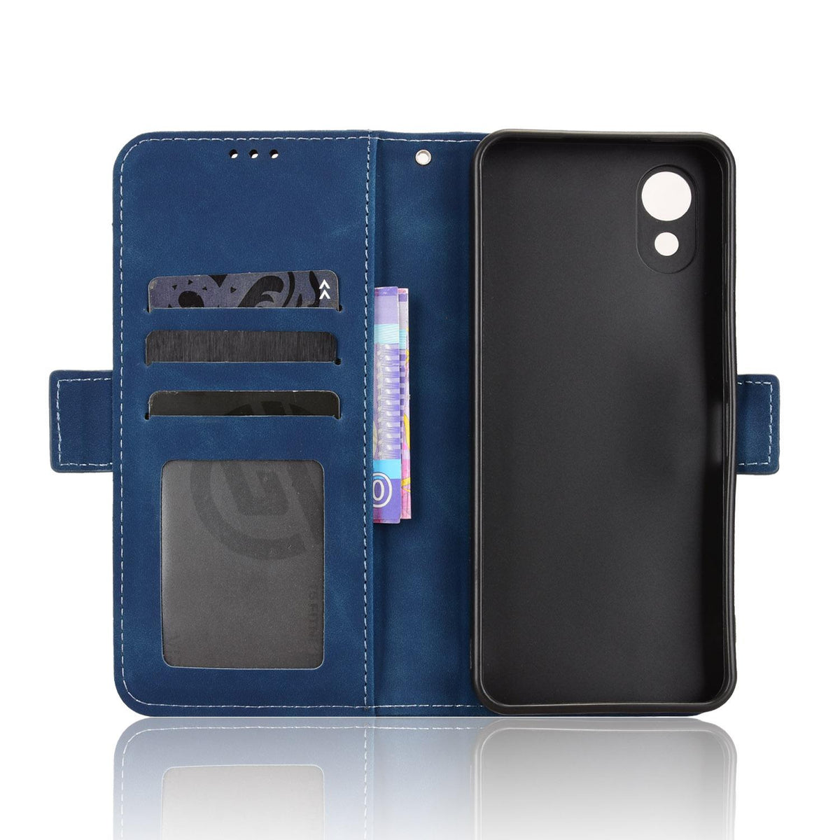 For ZTE Kantan Sumaho5 A601ZT Skin Feel Calf Texture Card Slots Leather Phone Case - Blue - EDA005058855D