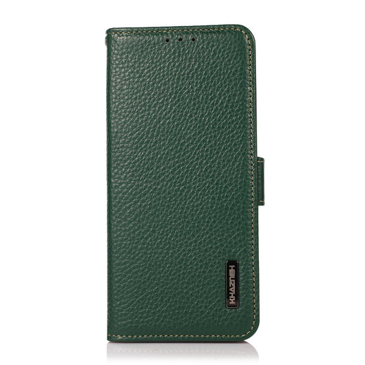 For OPPO A7 Pro Max 5G KHAZNEH Side-Magnetic Litchi Genuine Leather RFID Phone Case(Green)
