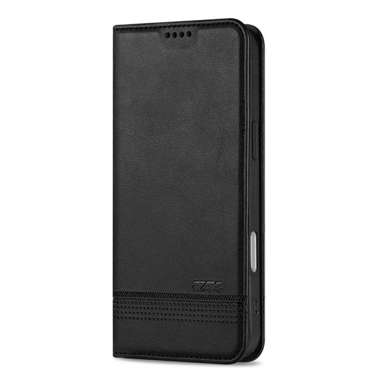 For iPhone 18 Pro Max AZNS Magnetic Calf Texture Flip Leather Phone Case(Black)