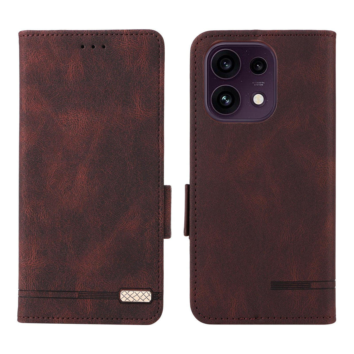 For OPPO Reno16 F 5G / Reno16 FS 5G Magnetic Clasp Leather Phone Case - Brown - EDA005209329A