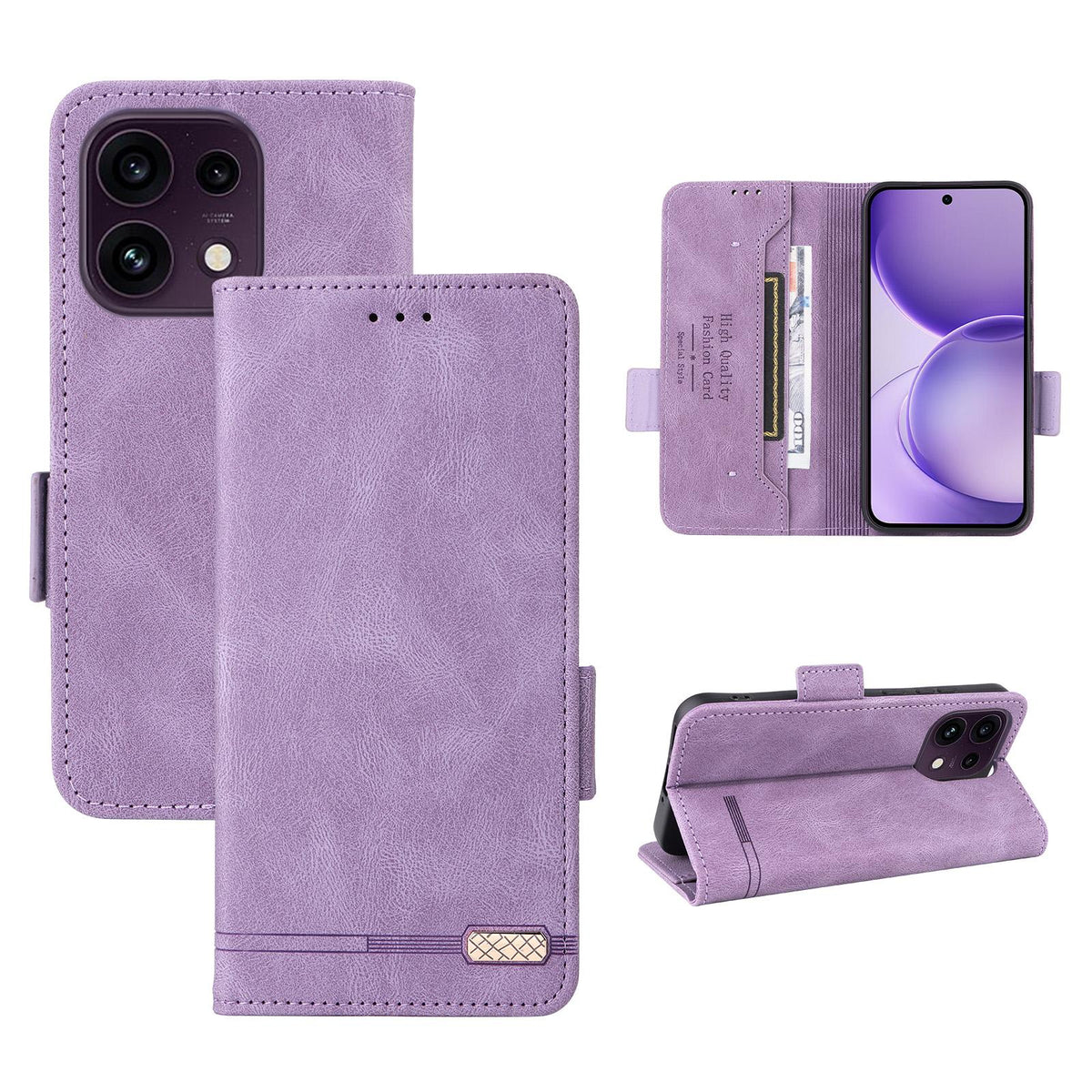 For OPPO Reno16 F 5G / Reno16 FS 5G Magnetic Clasp Leather Phone Case - Purple - EDA005209329C