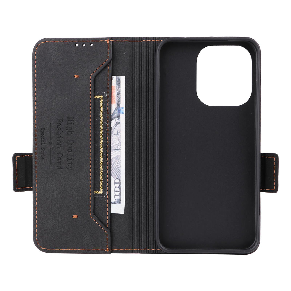For OPPO Reno16 F 5G / Reno16 FS 5G Magnetic Clasp Leather Phone Case - Black - EDA005209329D