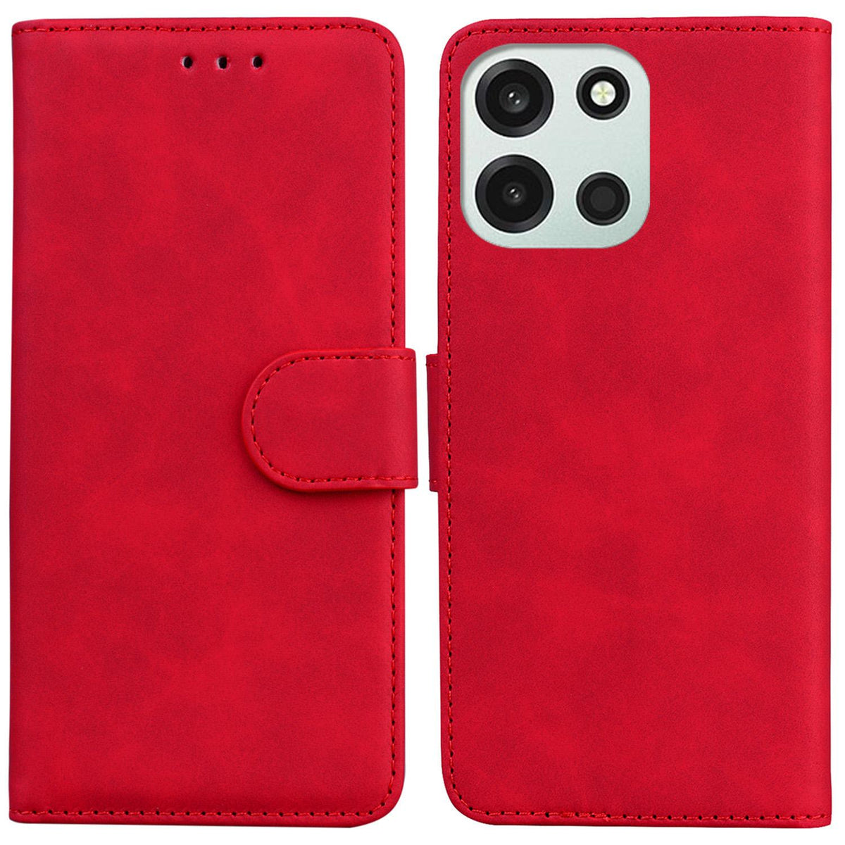 For OnePlus Nord 6 5G / Turbo 6 / Turbo 6V Skin Feel Pure Color Flip Leather Phone Case - Red - EDA005223711B