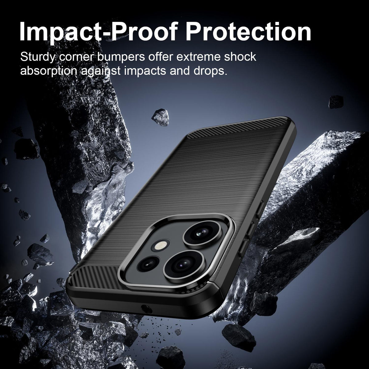 For OPPO Reno16 5G Global Carbon Fiber Brushed Texture TPU Phone Case - Black - EDA005272642A