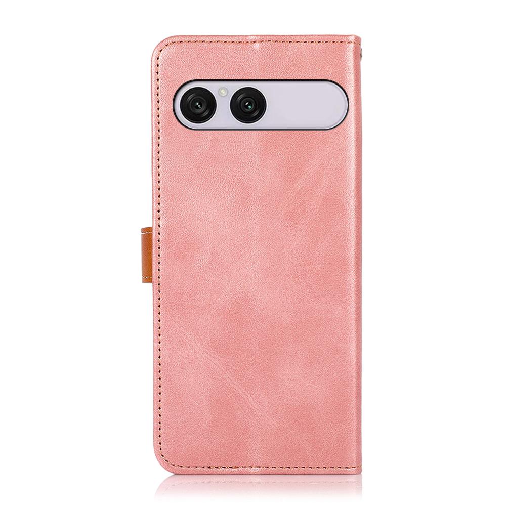 For Sony Xperia 10 VIII/10 VII KHAZNEH Dual-color Cowhide Texture Flip Leather Phone Case - Rose Gold - EDA005317005C