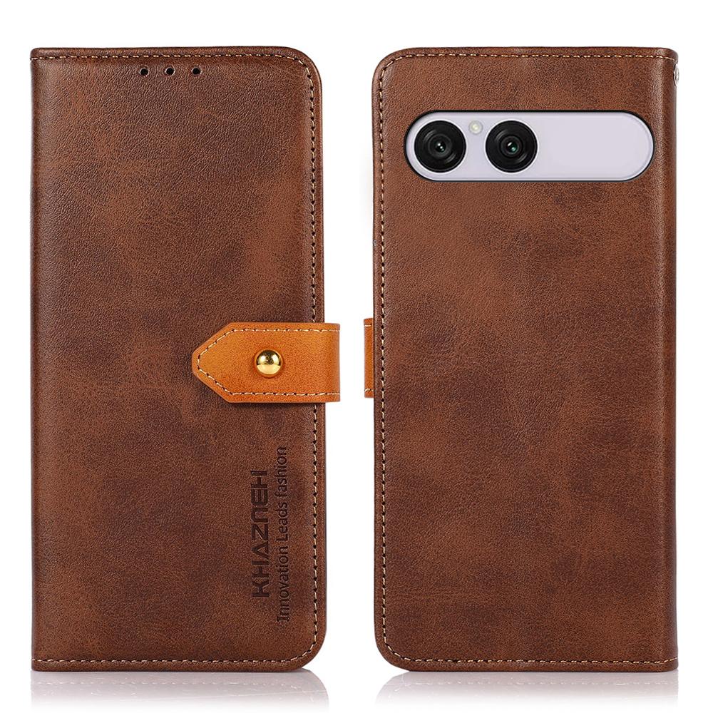 For Sony Xperia 10 VIII/10 VII KHAZNEH Dual-color Cowhide Texture Flip Leather Phone Case - Brown - EDA005317005D