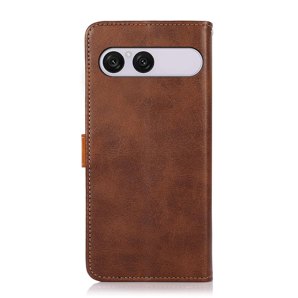 For Sony Xperia 10 VIII/10 VII KHAZNEH Dual-color Cowhide Texture Flip Leather Phone Case - Brown - EDA005317005D