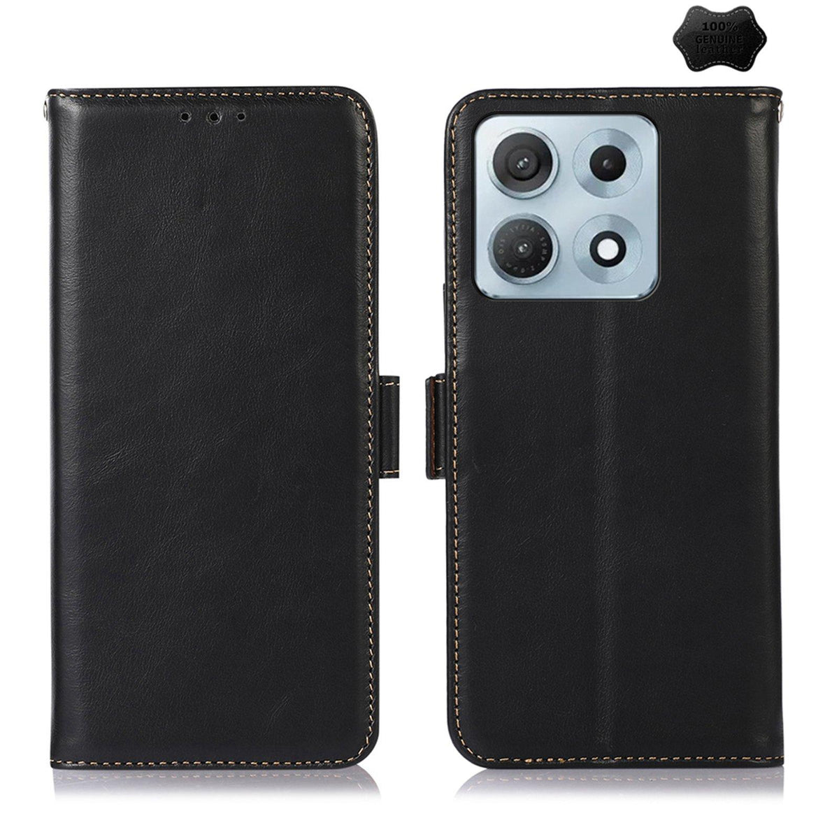 For Motorola Edge 70 Max 5G Magnetic Crazy Horse Texture Genuine Leather RFID Phone Case - Black - EDA005404816A