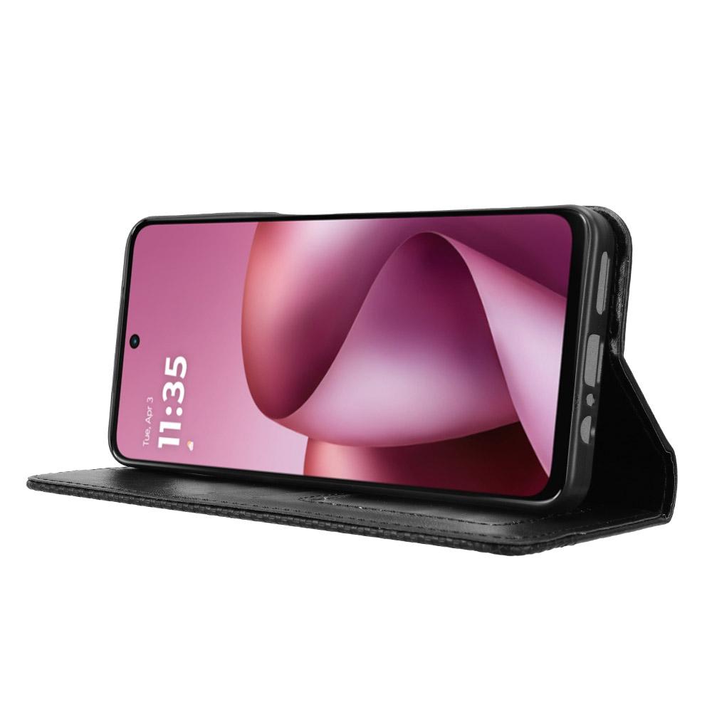 For Motorola Moto G37 / G47 / G37 Power Magnetic Buckle Retro Texture Leather Phone Case - Black - EDA005674142A