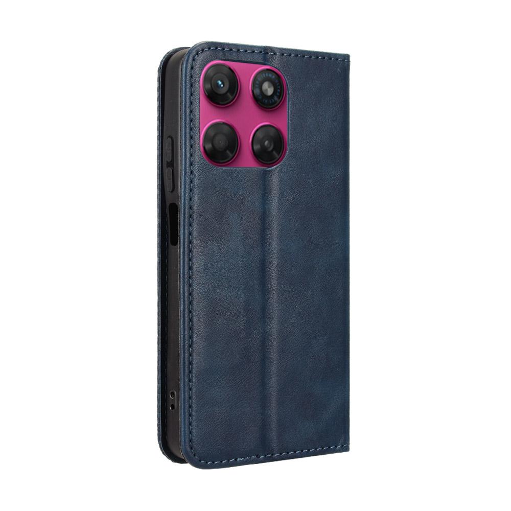 For Motorola Moto G37 / G47 / G37 Power Magnetic Buckle Retro Texture Leather Phone Case - Blue - EDA005674142C