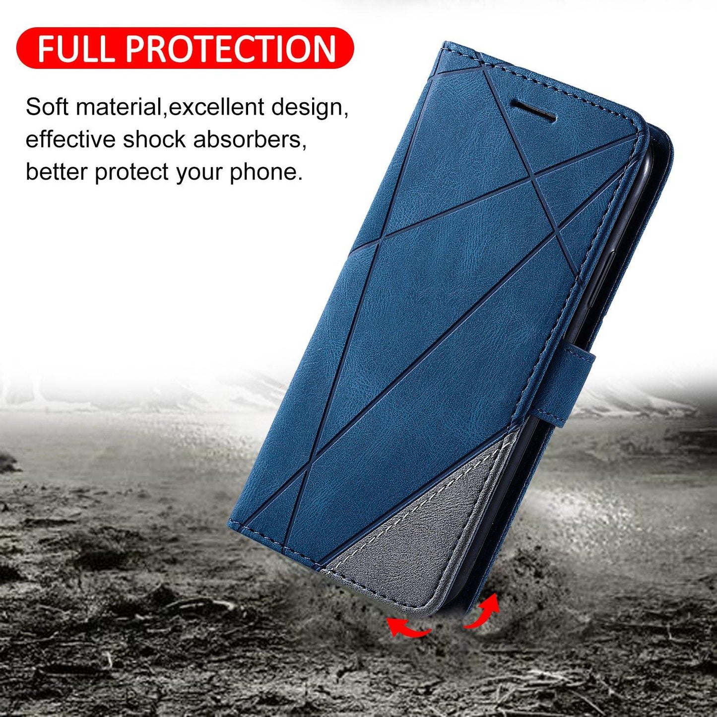 For iPhone 17 Pro Skin Feel Splicing Leather Phone Case(Blue)