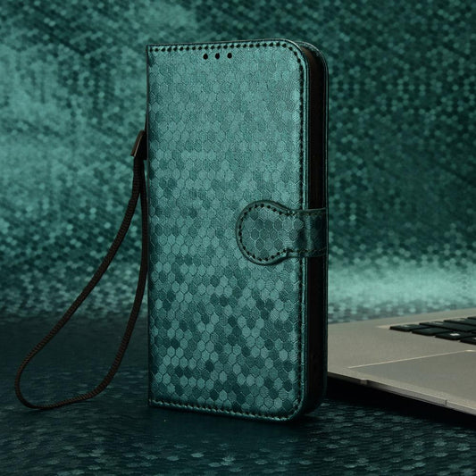 For Honor X7e 4G / Play 80 Plus 5G Honeycomb Dot Texture Leather Phone Case - Green - EDA005911731D