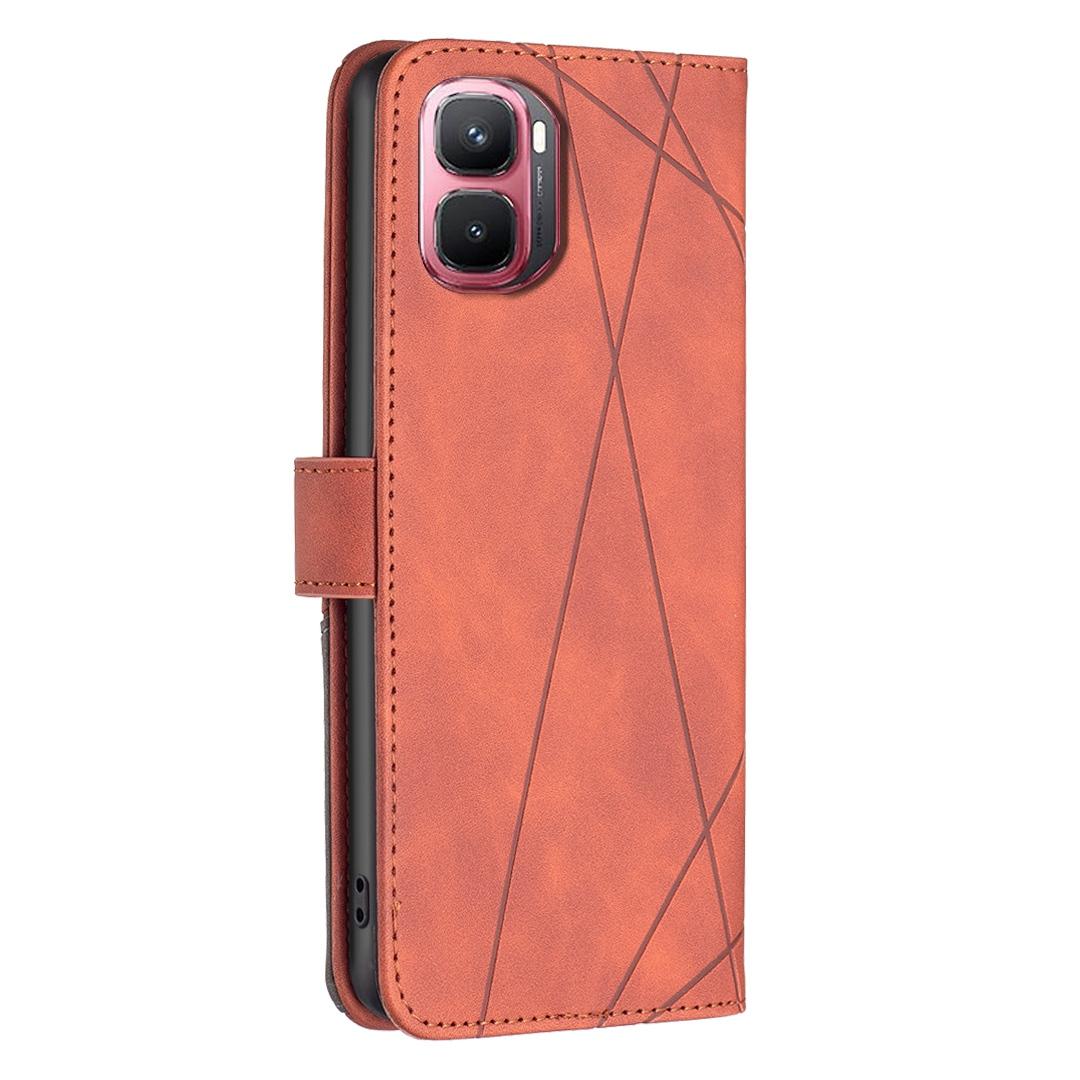 For Infinix GT 50 Pro 5G Magnetic Buckle Rhombus Texture Leather Phone Case - Brown - EDA005979227D