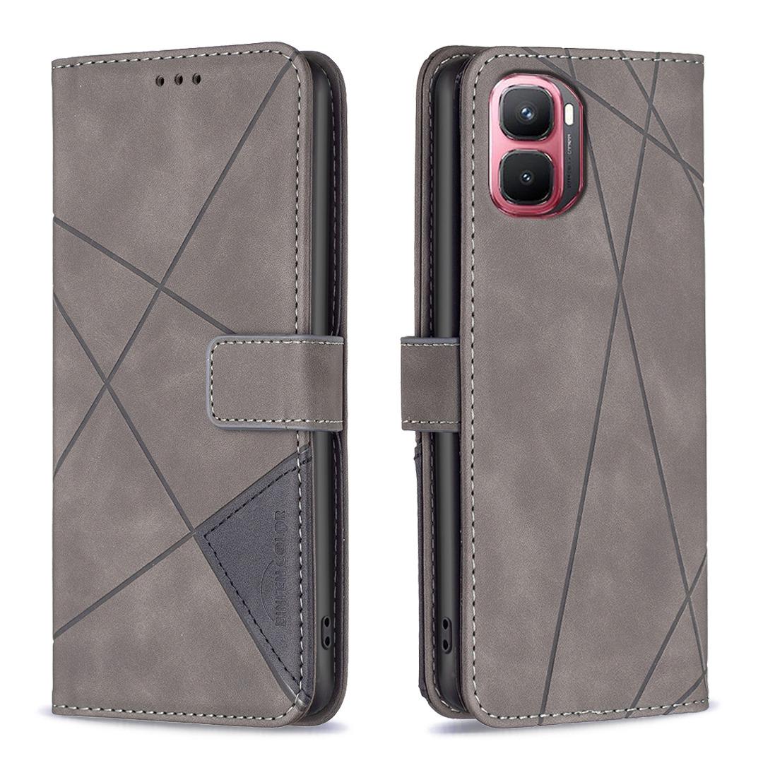 For Infinix GT 50 Pro 5G Magnetic Buckle Rhombus Texture Leather Phone Case - Grey - EDA005979227E