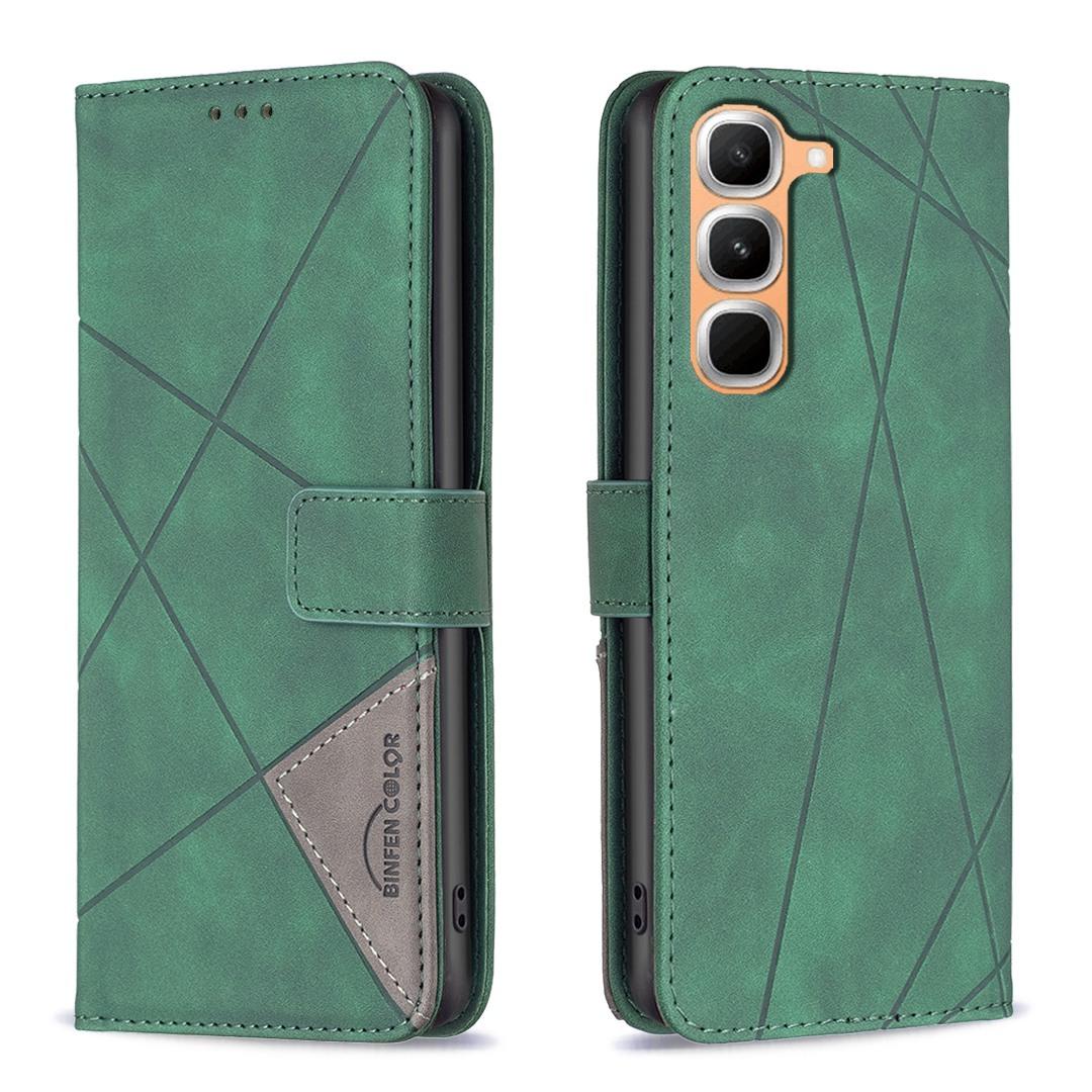 For Infinix Hot 70 Pro 5G Magnetic Buckle Rhombus Texture Leather Phone Case - Green - EDA005979228C