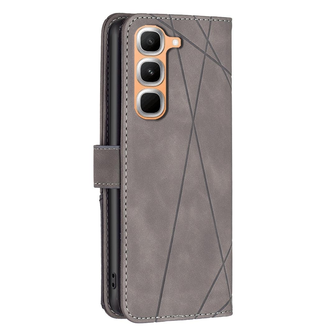 For Infinix Hot 70 Pro 5G Magnetic Buckle Rhombus Texture Leather Phone Case - Grey - EDA005979228E