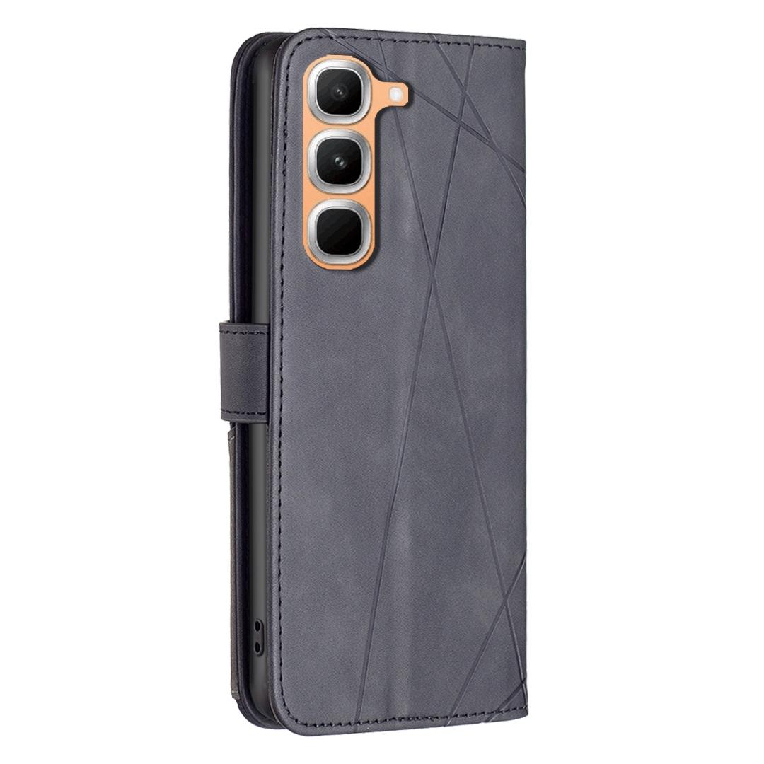 For Infinix Hot 70 Pro 5G Magnetic Buckle Rhombus Texture Leather Phone Case - Black - EDA005979228F