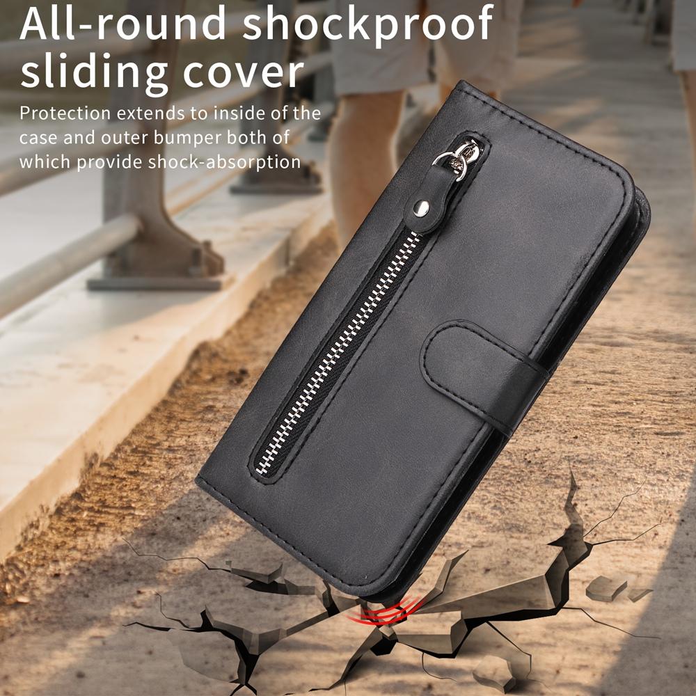 For Honor 600 Smart 5G Fashion Calf Texture Zipper Leather Phone Case(Black)