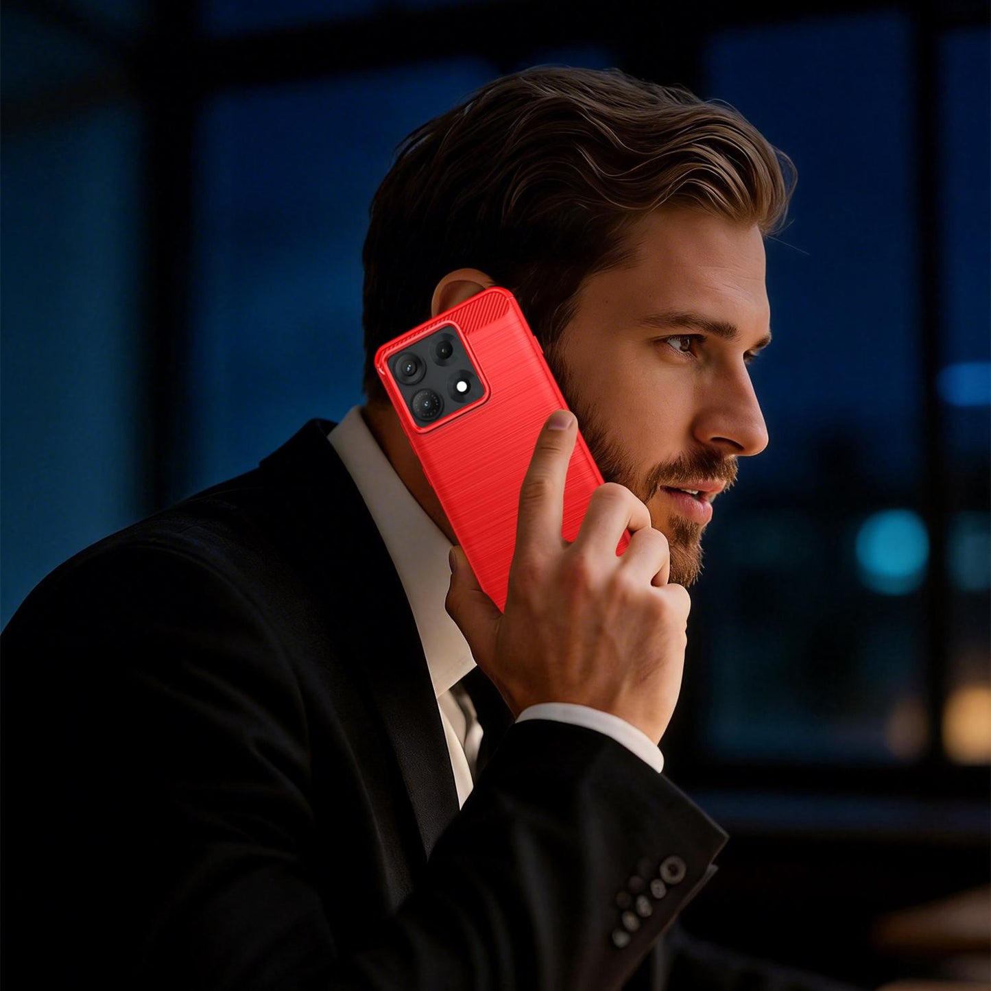 For Motorola Edge 70 Max Carbon Fiber Brushed Texture TPU Phone Case(Red)