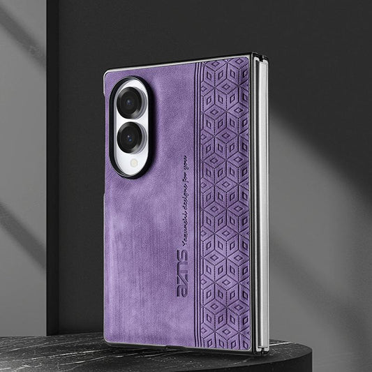 For Galaxy Z Fold8 5G AZNS 3D Embossed Skin Feel Phone Case(Purple)