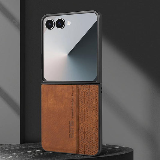 For Galaxy Z Flip8 5G AZNS 3D Embossed Skin Feel Phone Case(Brown)