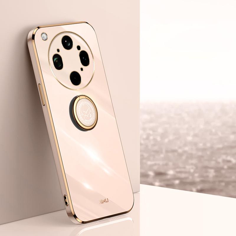 For OPPO Find X9 Ultra 5G XINLI Straight Edge 6D Electroplate TPU Phone Case with Ring Holder - Pink - EDA006365122B