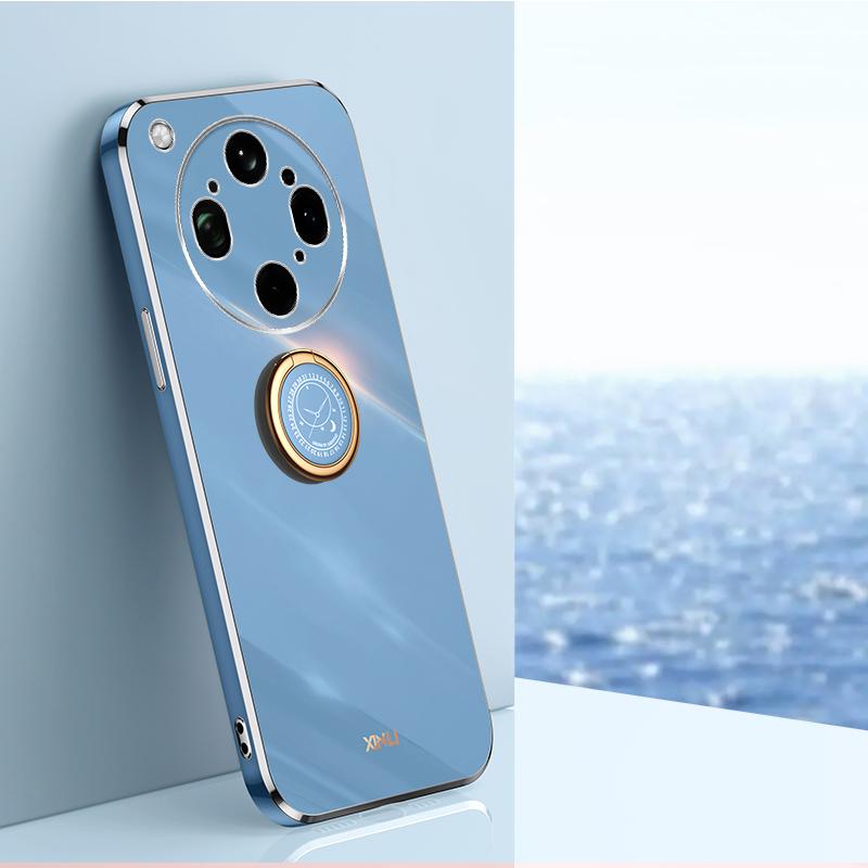 For OPPO Find X9 Ultra 5G XINLI Straight Edge 6D Electroplate TPU Phone Case with Ring Holder - Celestial Blue - EDA006365122E