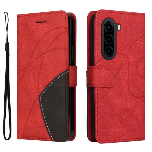 For OnePlus Nord CE6 Lite/Turbo 6X 5G Dual-color Splicing Flip Leather Phone Case - Red - EDA006501407B